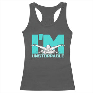 Funny Swimming Racerback Tank Top I'm Unstoppable Swim Cool Practice Butterfly Swimming TS11 Dark Heather Print Your Wear