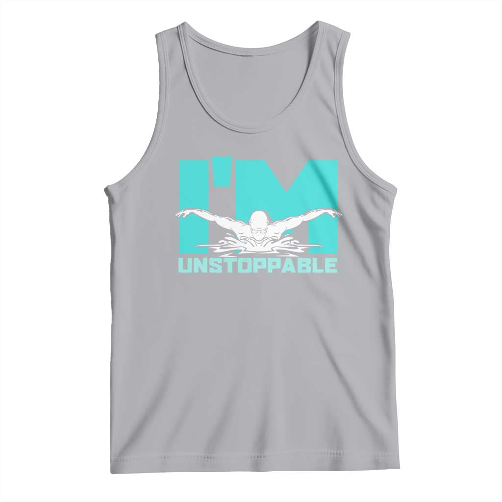 Funny Swimming Tank Top I'm Unstoppable Swim Cool Practice Butterfly Swimming TS11 Athletic Heather Print Your Wear