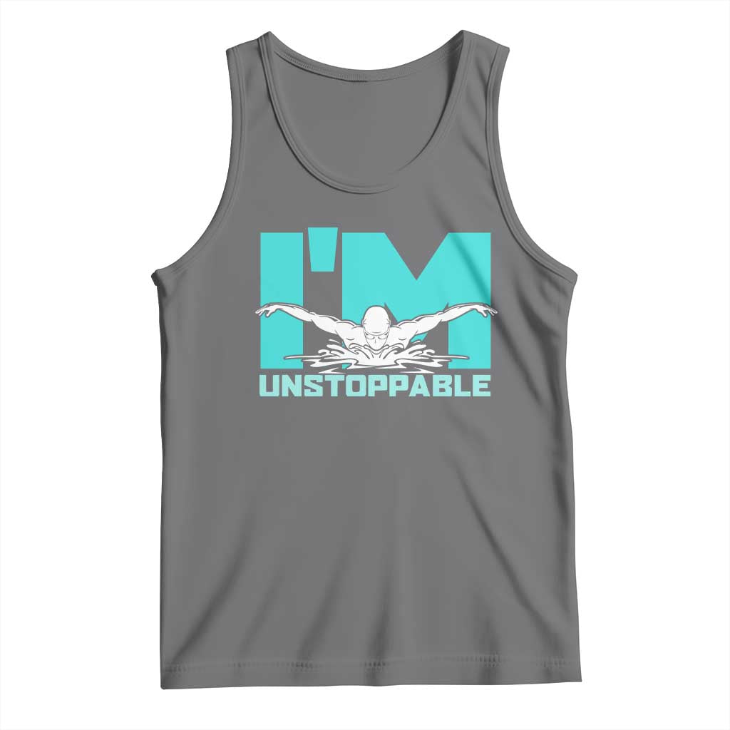 Funny Swimming Tank Top I'm Unstoppable Swim Cool Practice Butterfly Swimming TS11 Black Heather Print Your Wear