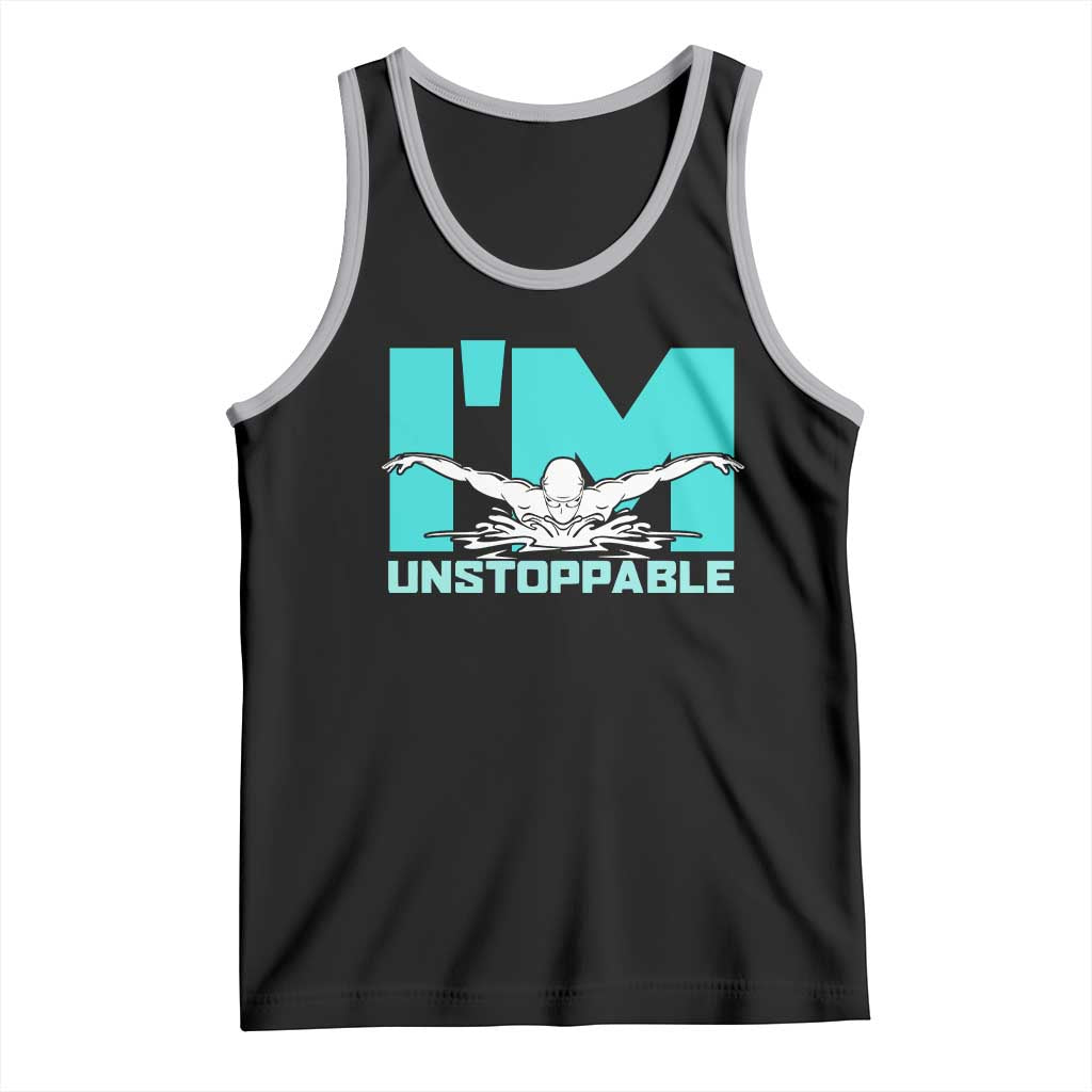 Funny Swimming Tank Top I'm Unstoppable Swim Cool Practice Butterfly Swimming TS11 Black Athletic Heather Print Your Wear