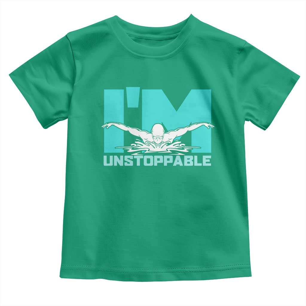 Funny Swimming Toddler T Shirt I'm Unstoppable Swim Cool Practice Butterfly Swimming TS11 Irish Green Print Your Wear