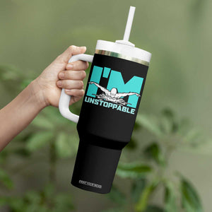 Funny Swimming Tumbler With Handle I'm Unstoppable Swim Cool Practice Butterfly Swimming TS11 Print Your Wear