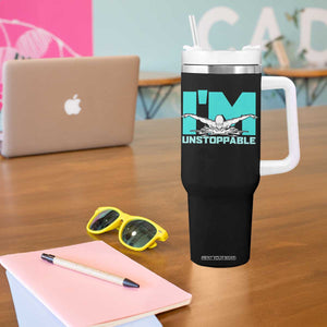 Funny Swimming Tumbler With Handle I'm Unstoppable Swim Cool Practice Butterfly Swimming TS11 Print Your Wear