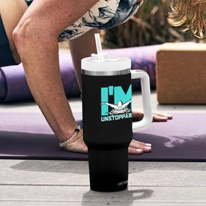 Funny Swimming Tumbler With Handle I'm Unstoppable Swim Cool Practice Butterfly Swimming TS11 Print Your Wear