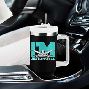 Funny Swimming Tumbler With Handle I'm Unstoppable Swim Cool Practice Butterfly Swimming TS11 Print Your Wear