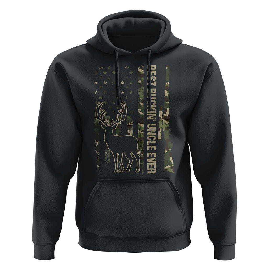 Funny Best Buckin Uncle Ever Hoodie Whitetail Camo Flag Father's Day TS11 Black Print Your Wear