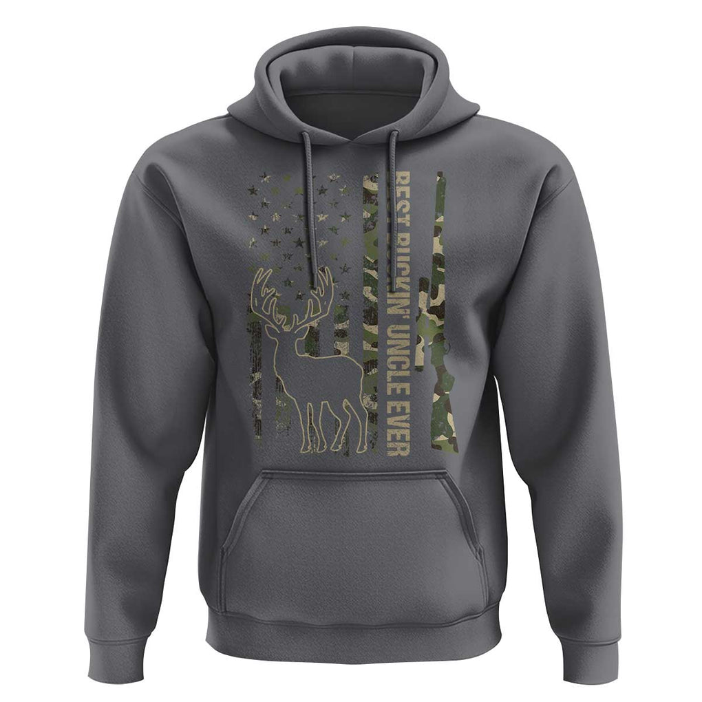 Funny Best Buckin Uncle Ever Hoodie Whitetail Camo Flag Father's Day TS11 Charcoal Print Your Wear