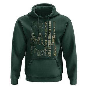 Funny Best Buckin Uncle Ever Hoodie Whitetail Camo Flag Father's Day TS11 Dark Forest Green Print Your Wear