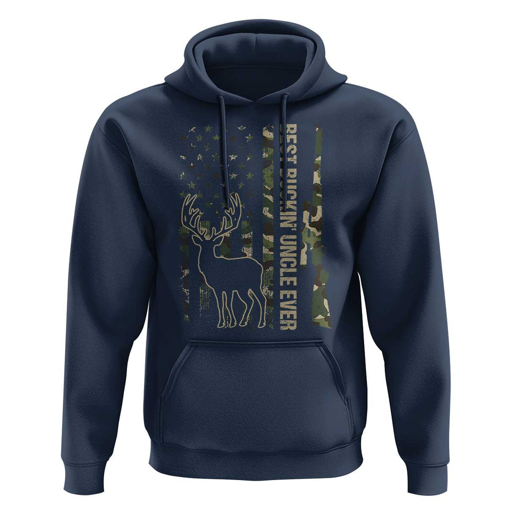 Funny Best Buckin Uncle Ever Hoodie Whitetail Camo Flag Father's Day TS11 Navy Print Your Wear