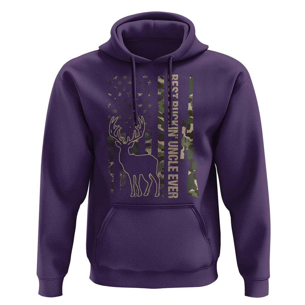 Funny Best Buckin Uncle Ever Hoodie Whitetail Camo Flag Father's Day TS11 Purple Print Your Wear