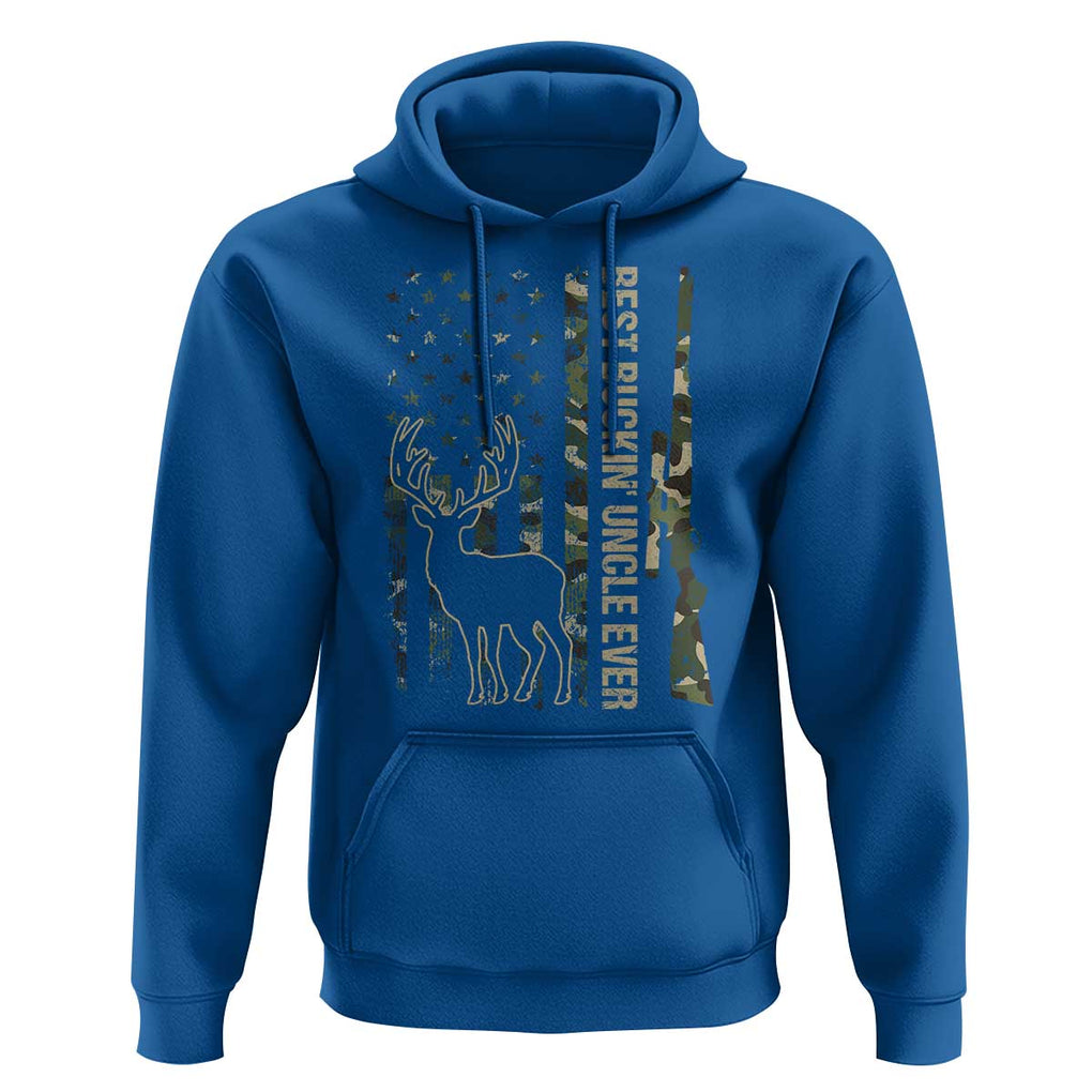 Funny Best Buckin Uncle Ever Hoodie Whitetail Camo Flag Father's Day TS11 Royal Blue Print Your Wear