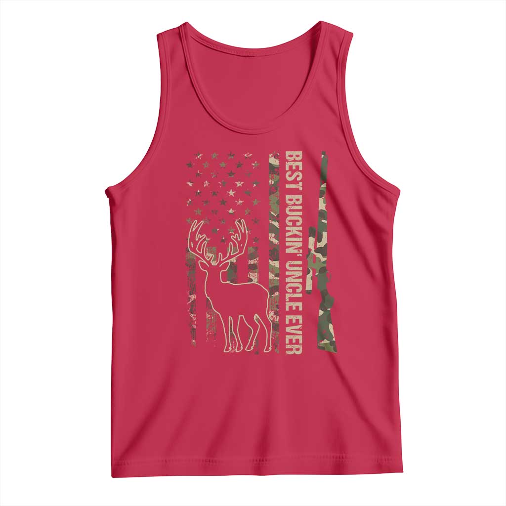 Funny Best Buckin Uncle Ever Tank Top Whitetail Camo Flag Father's Day TS11 Red Print Your Wear