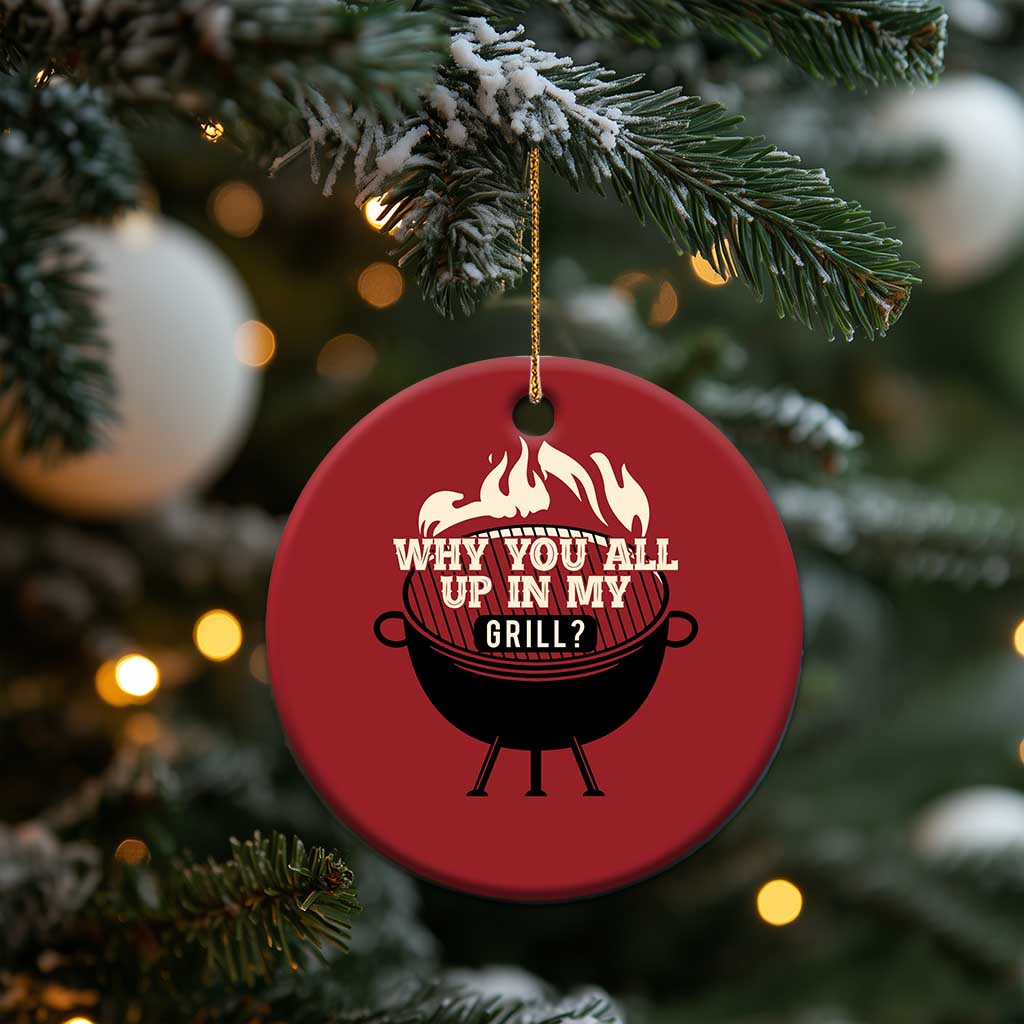 Funny Grilling Christmas Ornament Why You All Up In My Grill BBQ Barbecue Smoking TS11 Print Your Wear