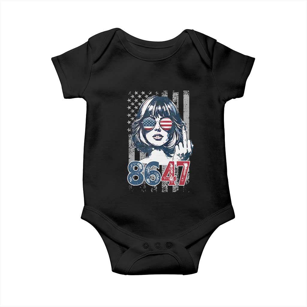 Funny 8647 Impeach 47 Girls American Flag Baby Onesie TS11 Black Print Your Wear
