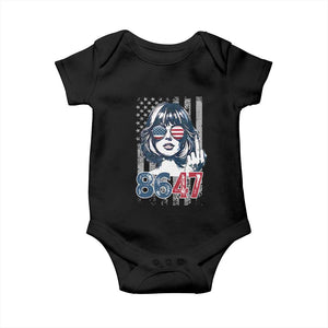 Funny 8647 Impeach 47 Girls American Flag Baby Onesie TS11 Black Print Your Wear