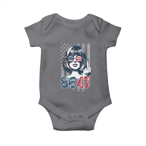 Funny 8647 Impeach 47 Girls American Flag Baby Onesie TS11 Charcoal Print Your Wear