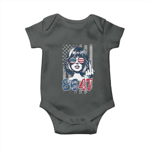 Funny 8647 Impeach 47 Girls American Flag Baby Onesie TS11 Dark Heather Print Your Wear