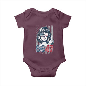 Funny 8647 Impeach 47 Girls American Flag Baby Onesie TS11 Maroon Print Your Wear