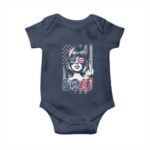 Funny 8647 Impeach 47 Girls American Flag Baby Onesie TS11 Navy Print Your Wear