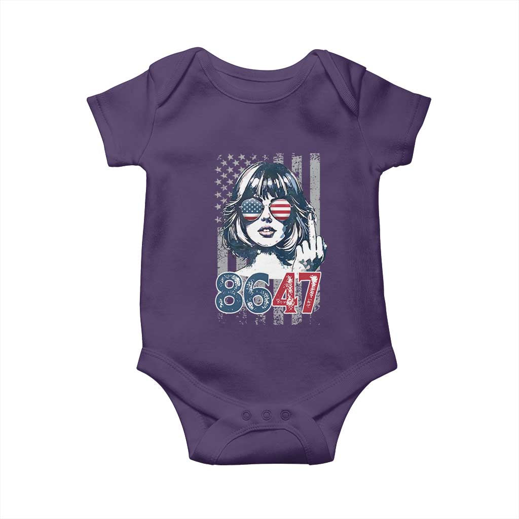 Funny 8647 Impeach 47 Girls American Flag Baby Onesie TS11 Purple Print Your Wear