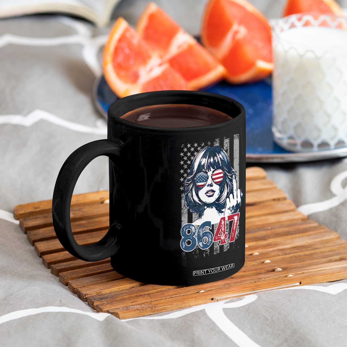 Funny 8647 Impeach 47 Girls American Flag Coffee Mug TS11 Print Your Wear