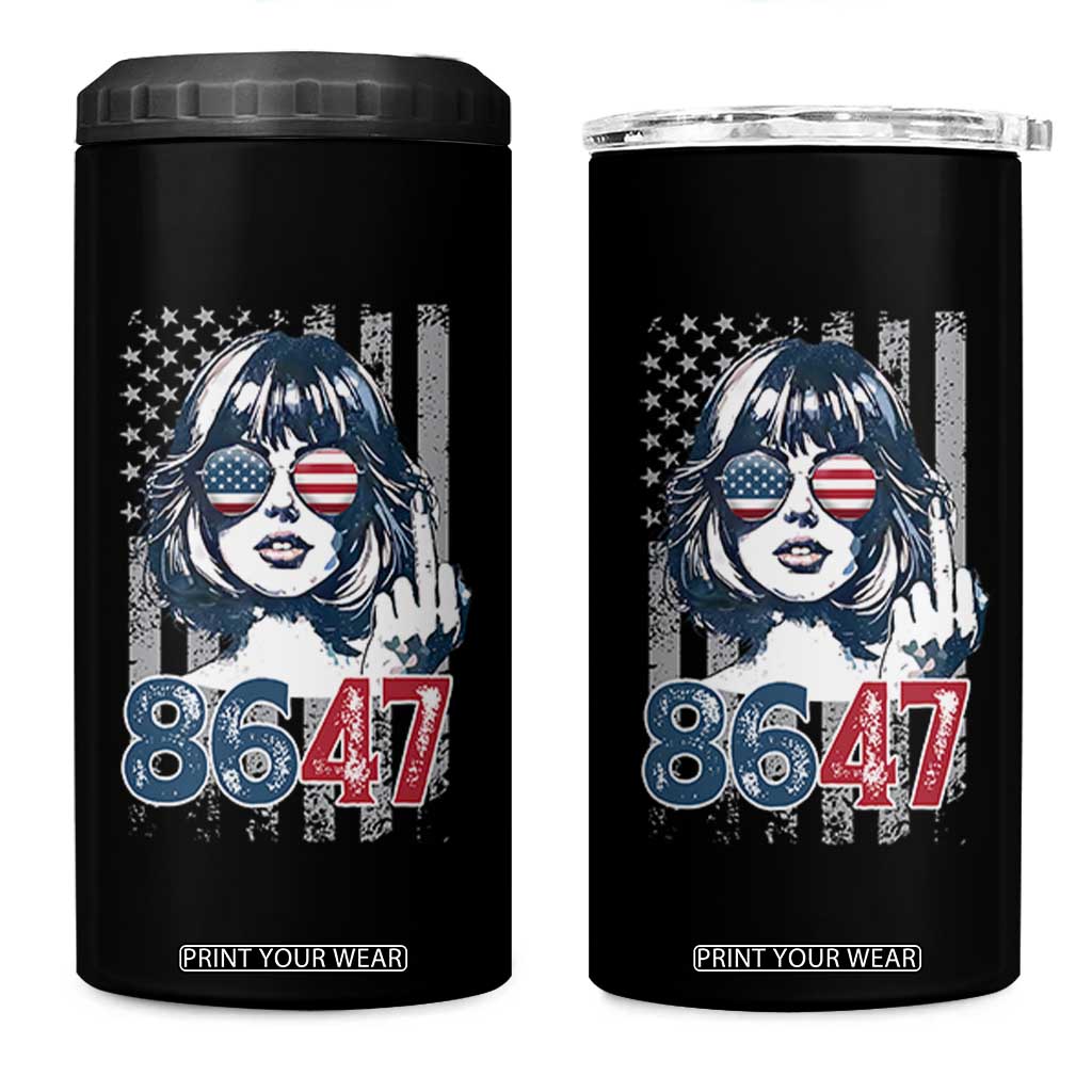 Funny 8647 Impeach 47 Girls American Flag 4 in 1 Can Cooler Tumbler TS11 One Size: 16 oz Black Print Your Wear