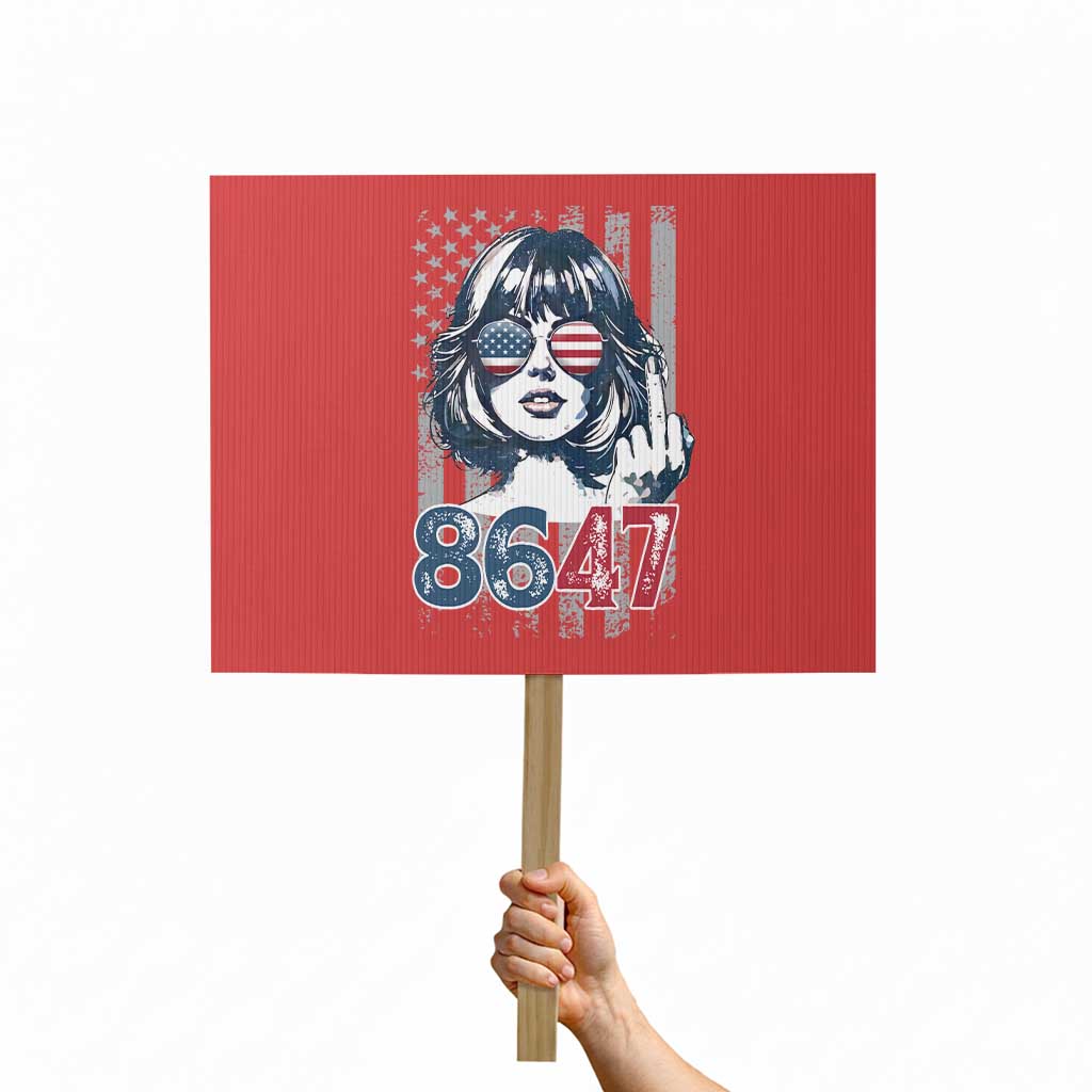 Funny 8647 Impeach 47 Girls American Flag Protest Sign TS11 Horizontal 18" × 24" Red Print Your Wear