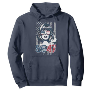 Funny 8647 Impeach 47 Girls American Flag Hoodie TS11 Navy Print Your Wear