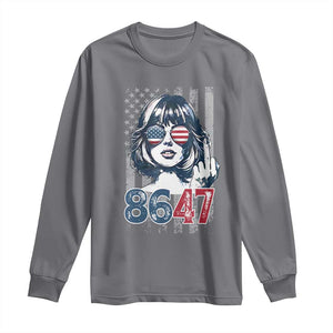 Funny 8647 Impeach 47 Girls American Flag Long Sleeve Shirt TS11 Charcoal Print Your Wear