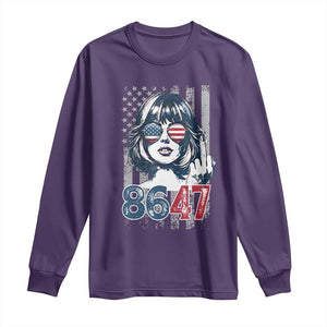 Funny 8647 Impeach 47 Girls American Flag Long Sleeve Shirt TS11 Purple Print Your Wear
