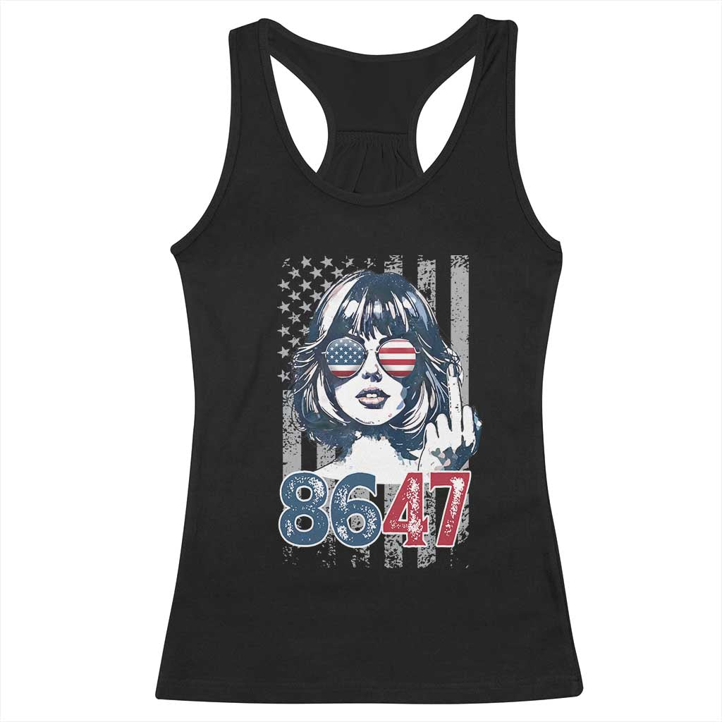 Funny 8647 Impeach 47 Girls American Flag Racerback Tank Top TS11 Black Print Your Wear