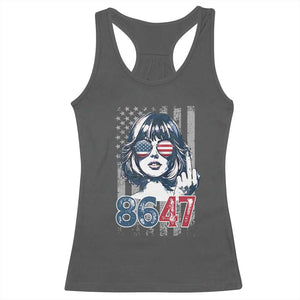 Funny 8647 Impeach 47 Girls American Flag Racerback Tank Top TS11 Dark Heather Print Your Wear