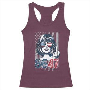 Funny 8647 Impeach 47 Girls American Flag Racerback Tank Top TS11 Maroon Print Your Wear