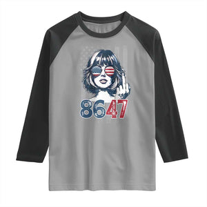 Funny 8647 Impeach 47 Girls American Flag Raglan Shirt TS11 Sport Gray Black Print Your Wear