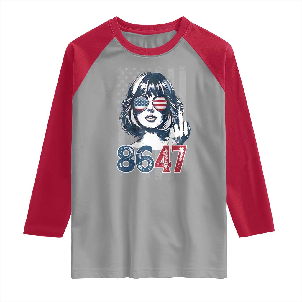 Funny 8647 Impeach 47 Girls American Flag Raglan Shirt TS11 Sport Gray Red Print Your Wear