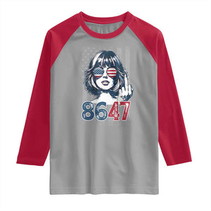 Funny 8647 Impeach 47 Girls American Flag Raglan Shirt TS11 Sport Gray Red Print Your Wear
