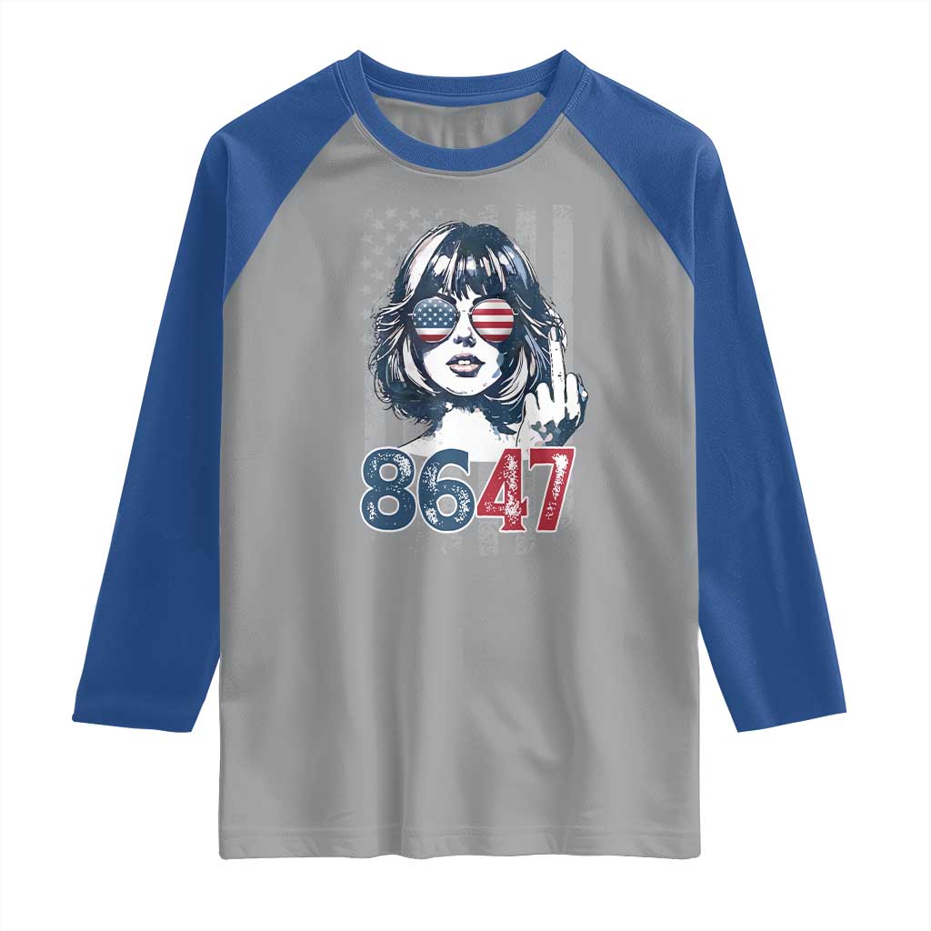 Funny 8647 Impeach 47 Girls American Flag Raglan Shirt TS11 Sport Gray Royal Print Your Wear