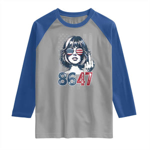 Funny 8647 Impeach 47 Girls American Flag Raglan Shirt TS11 Sport Gray Royal Print Your Wear
