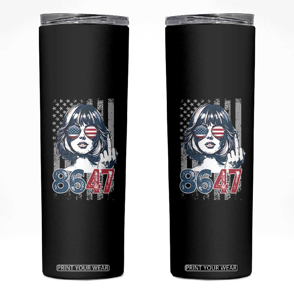Funny 8647 Impeach 47 Girls American Flag Skinny Tumbler TS11 Black Print Your Wear
