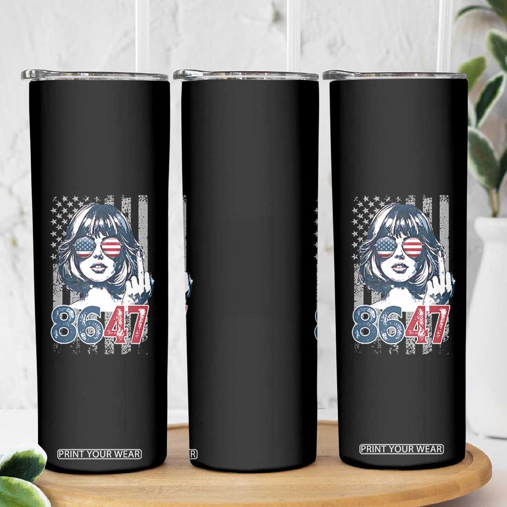 Funny 8647 Impeach 47 Girls American Flag Skinny Tumbler TS11 Print Your Wear