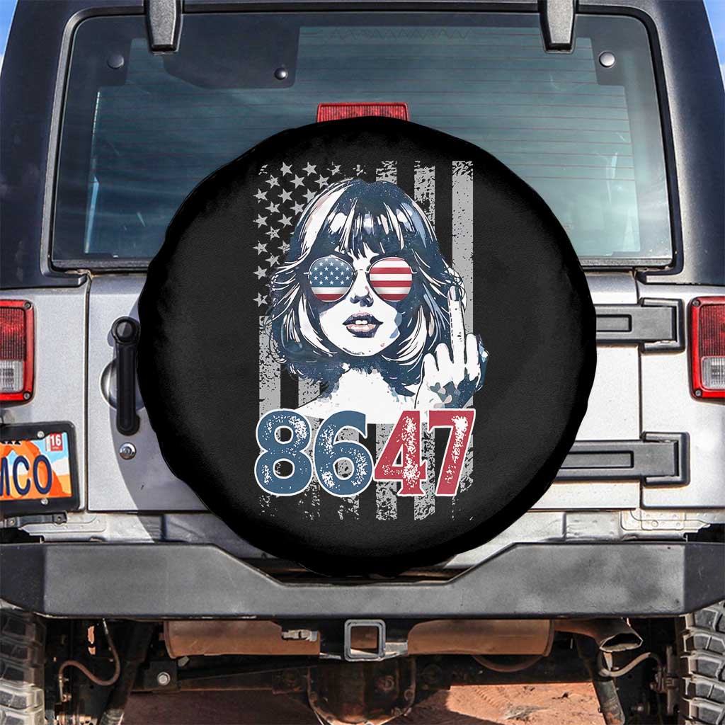 Funny 8647 Impeach 47 Girls American Flag Spare Tire Cover TS11 No hole Black Print Your Wear