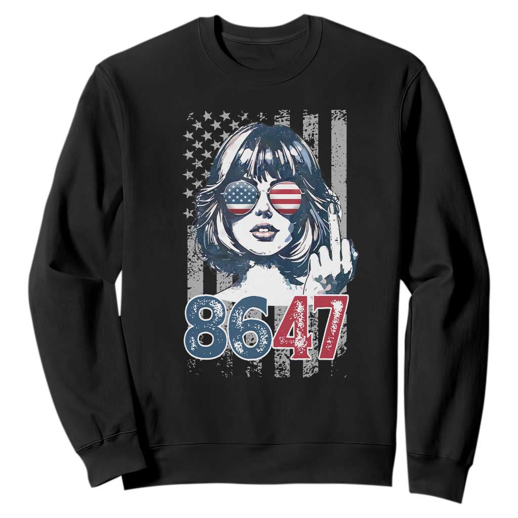 Funny 8647 Impeach 47 Girls American Flag Sweatshirt TS11 Black Print Your Wear