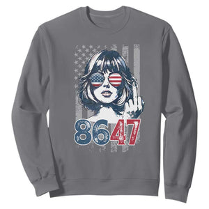 Funny 8647 Impeach 47 Girls American Flag Sweatshirt TS11 Charcoal Print Your Wear