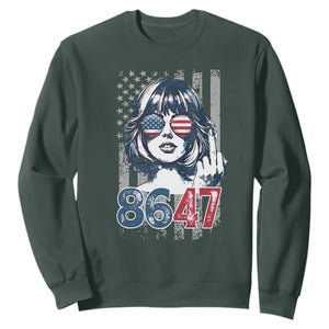 Funny 8647 Impeach 47 Girls American Flag Sweatshirt TS11 Dark Forest Green Print Your Wear