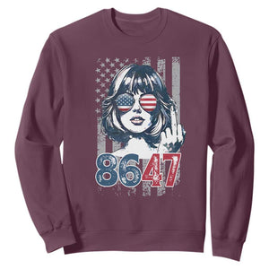 Funny 8647 Impeach 47 Girls American Flag Sweatshirt TS11 Maroon Print Your Wear