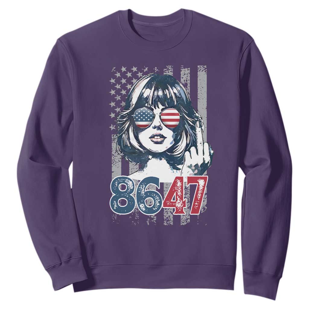 Funny 8647 Impeach 47 Girls American Flag Sweatshirt TS11 Purple Print Your Wear