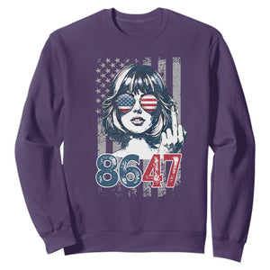 Funny 8647 Impeach 47 Girls American Flag Sweatshirt TS11 Purple Print Your Wear