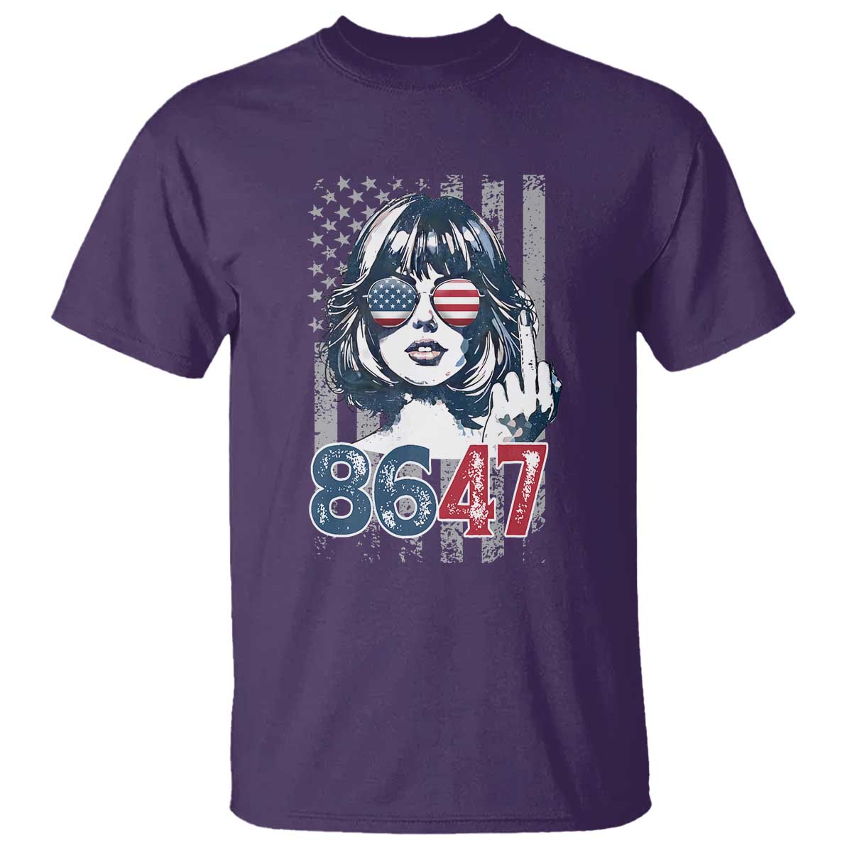 Funny 8647 Impeach 47 Girls American Flag T Shirt TS11 Purple Print Your Wear
