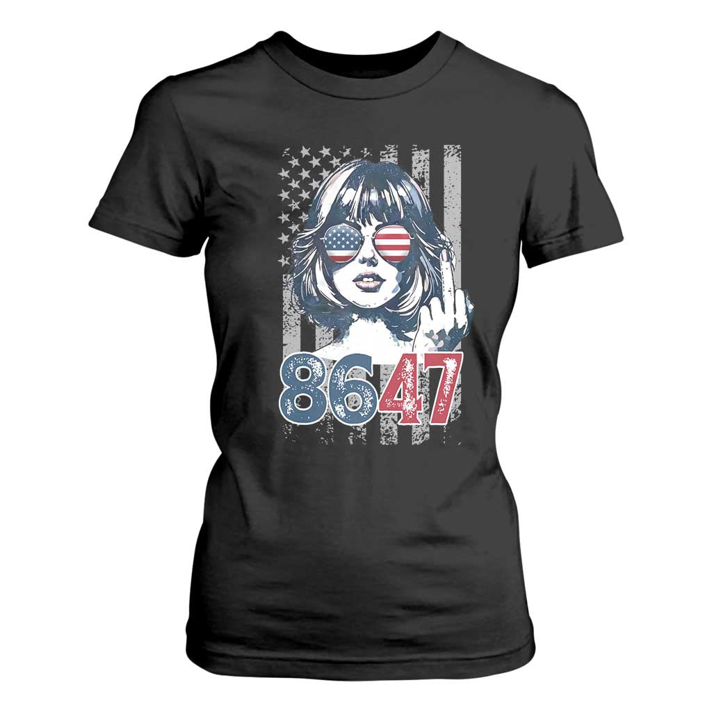 Funny 8647 Impeach 47 Girls American Flag T Shirt For Women TS11 Black Print Your Wear