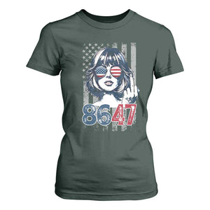 Funny 8647 Impeach 47 Girls American Flag T Shirt For Women TS11 Dark Forest Green Print Your Wear